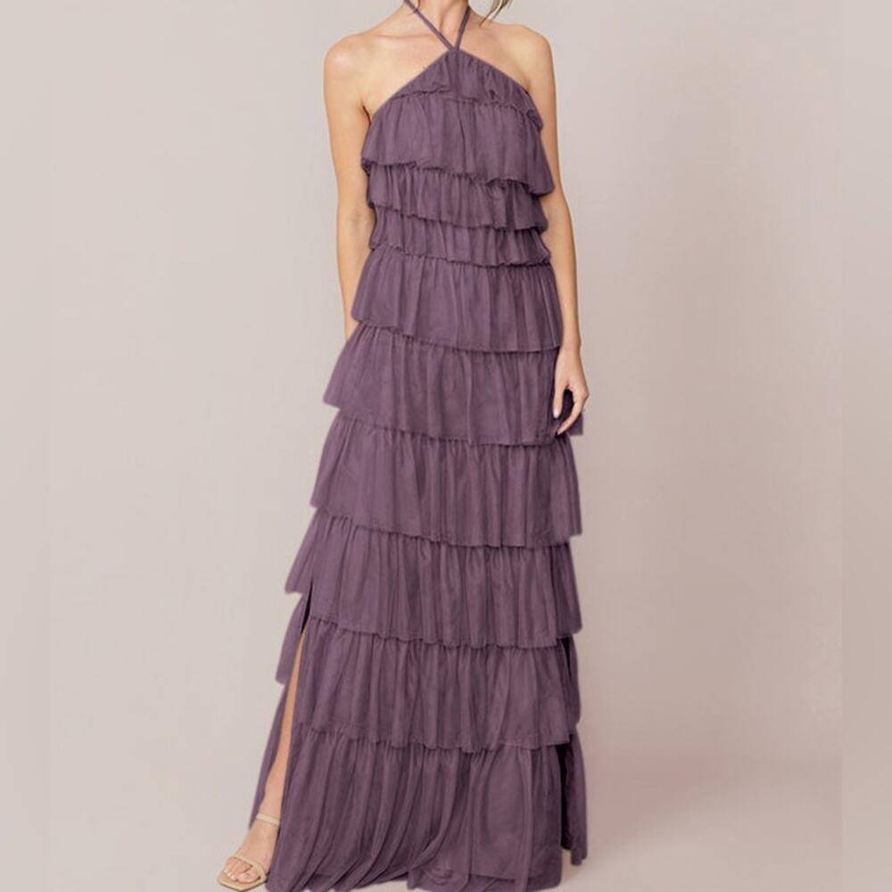 Revelry Lavender Tulle Tiered Maxi Dress Size 8 C1
